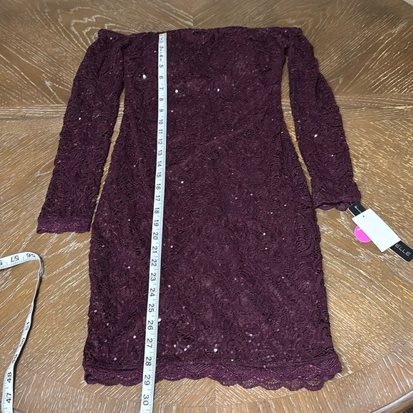 MY MICHELLE Strapless long sleeves Sequins Burgundy mini Dress - Picture 14 of 15